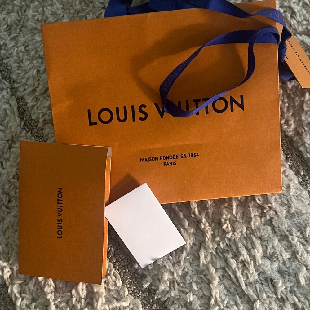 Louis Vuitton Orange Gift Bag with Blue Ribbon